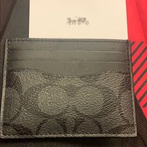 NEW MEN'S COACH LEATHER PVC CARD HOLDER CASE ID